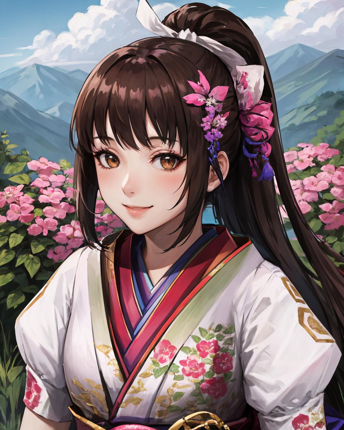 prompthunt: anime style portrait of a female samurai in kimono unsheathing  sword, cherry blossom petals in the scene, extremely finely detailed, sharp  focus, character illustration, trending on pixiv fanbox, art by ross